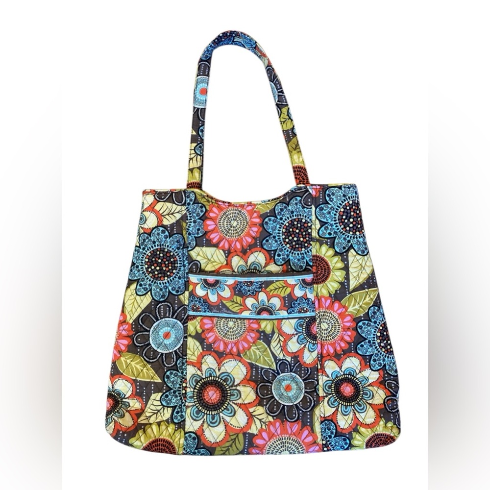 Vera Bradley Shoulder Large Tote Bag Shoulder Purse Flower Power Orange Yellow